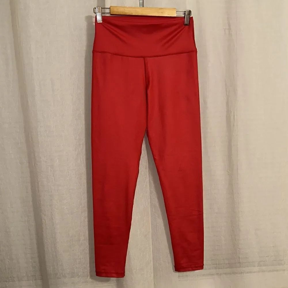 aerie L Vibrant Red Real Me 7/8 High Waisted Athletic Leggings